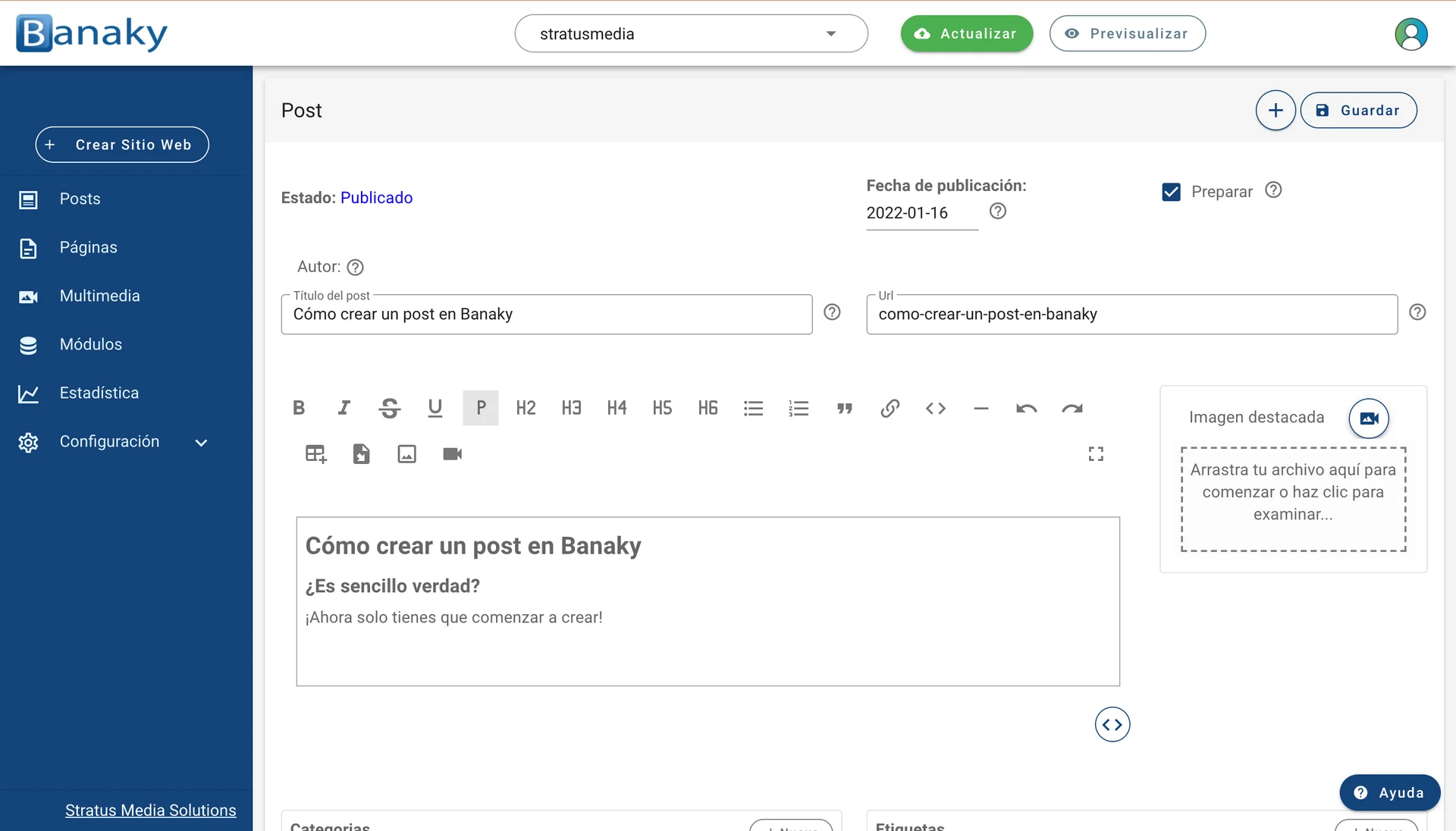 Preparar Banaky Página de preparar de Banky CMS