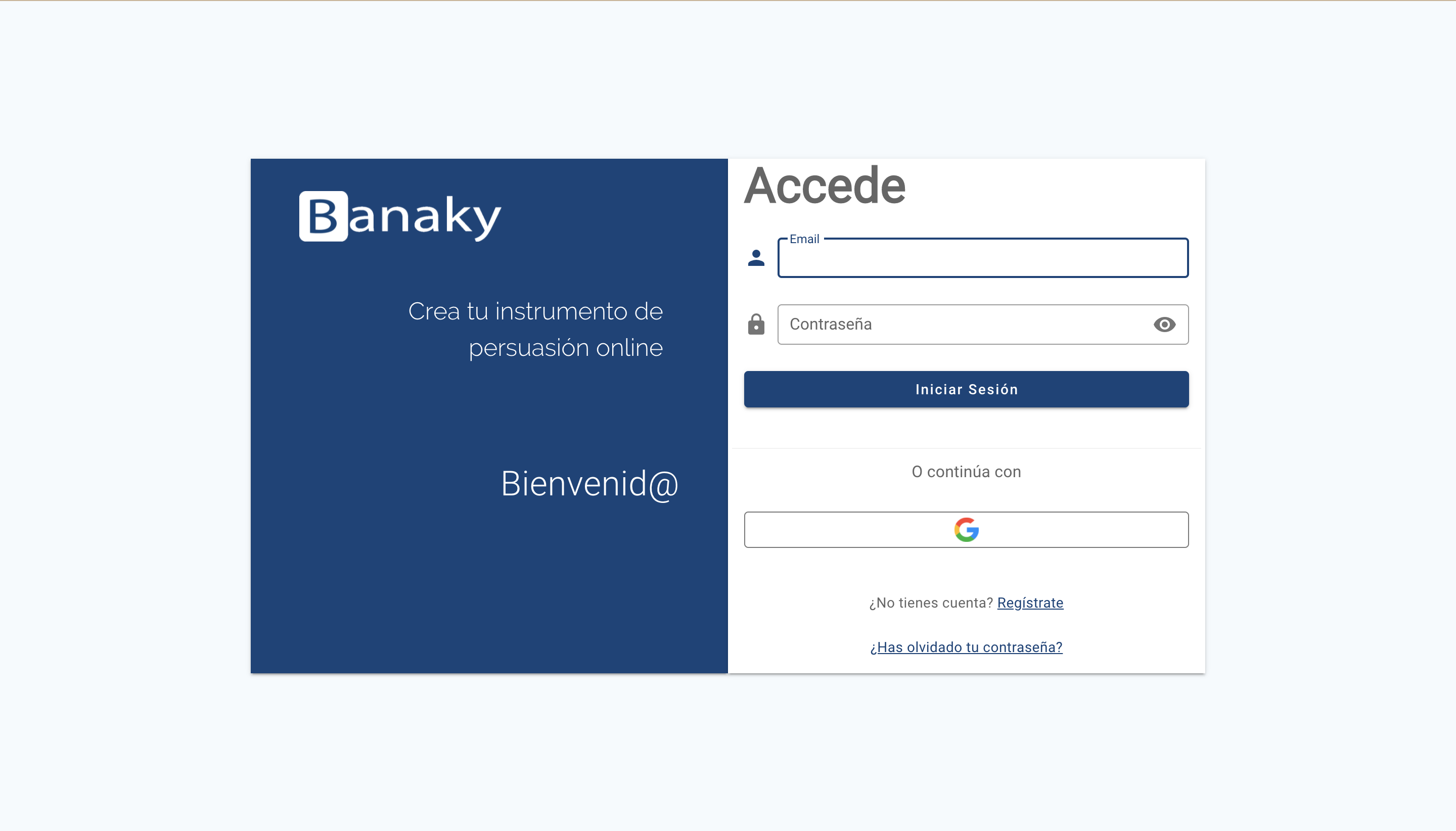 Página de acceso de Banky CMS 